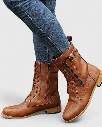 Fiona | Women Spring Lace-Up Side-Zip Ankle Boots