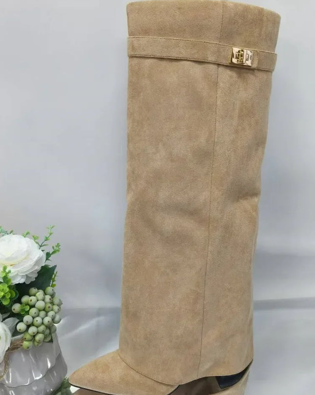 Maya | Women’s Leather Thigh-High Boots with Buckle