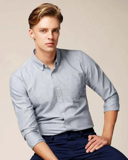 Slim Fit Button-Up Long Sleeve Shirt – Smart Casual Essential