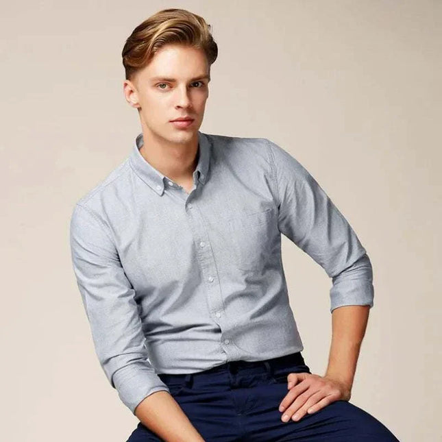 Slim Fit Button-Up Long Sleeve Shirt – Smart Casual Essential