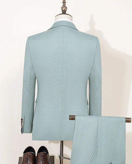 Slim Fit Green Three-Piece Suit for Men – Summer Lightweight Business Formal Set