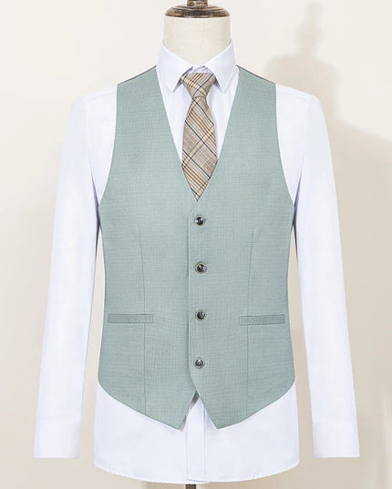 Slim Fit Green Three-Piece Suit for Men – Summer Lightweight Business Formal Set