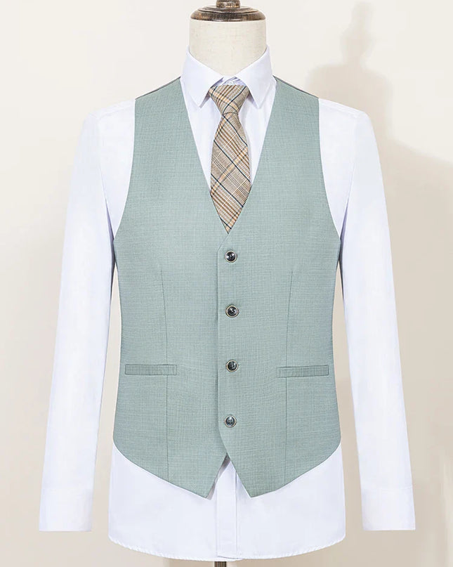 Slim Fit Green Three-Piece Suit for Men – Summer Lightweight Business Formal Set