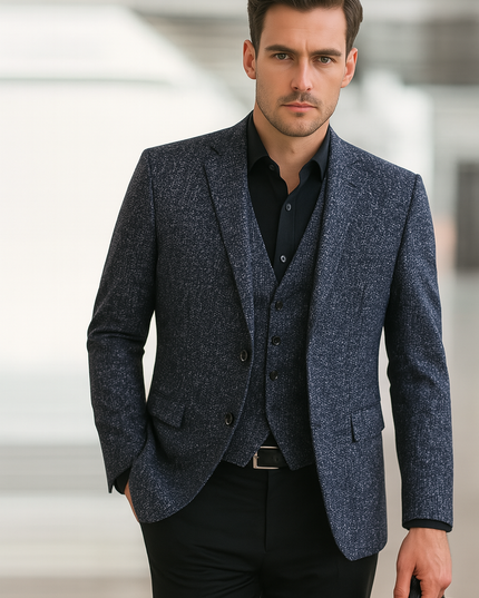Spring Slim Fit Men’s Blazer – No-Iron Casual Jacket for Middle-Aged Style