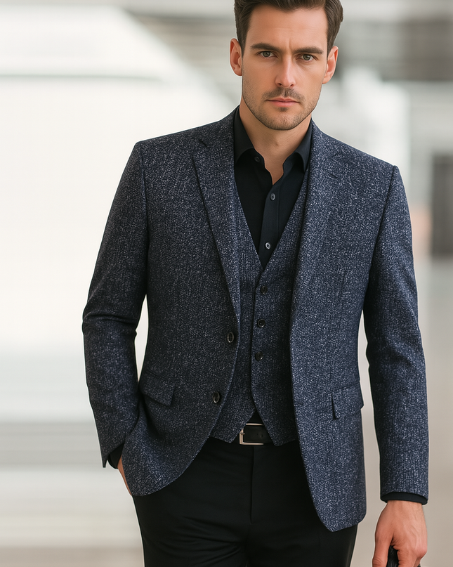 Spring Slim Fit Men’s Blazer – No-Iron Casual Jacket for Middle-Aged Style