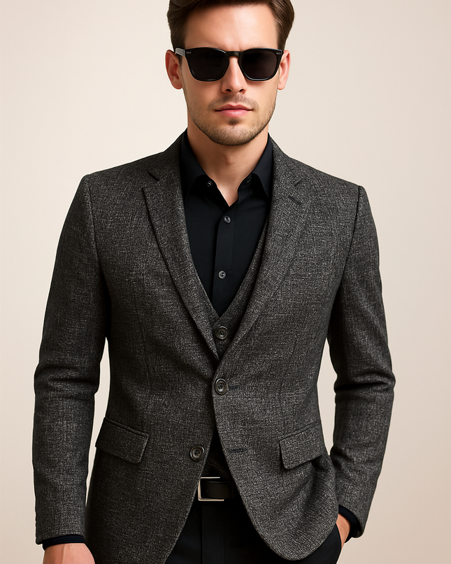 Spring Slim Fit Men’s Blazer – No-Iron Casual Jacket for Middle-Aged Style