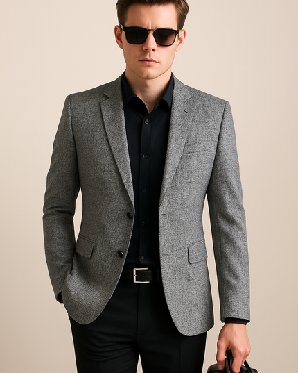 Spring Slim Fit Men’s Blazer – No-Iron Casual Jacket for Middle-Aged Style
