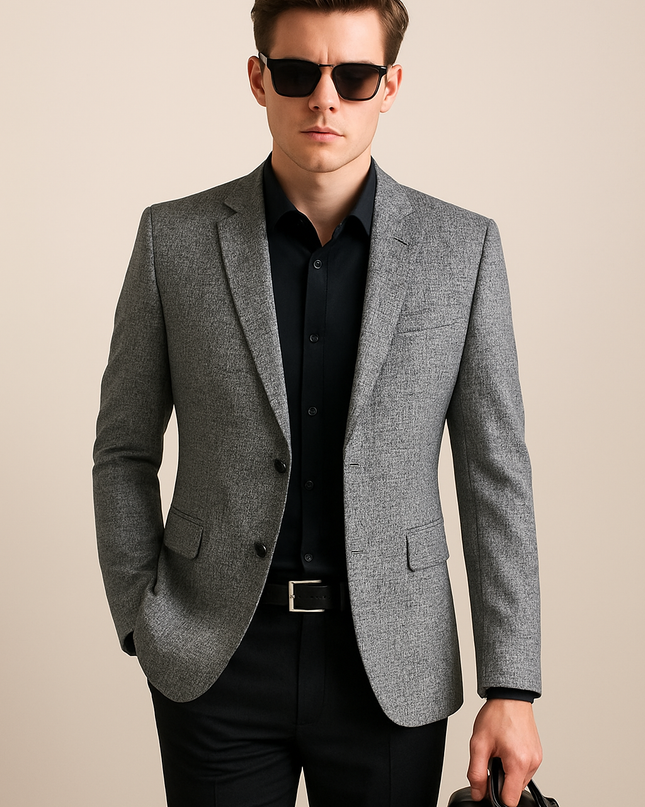 Spring Slim Fit Men’s Blazer – No-Iron Casual Jacket for Middle-Aged Style