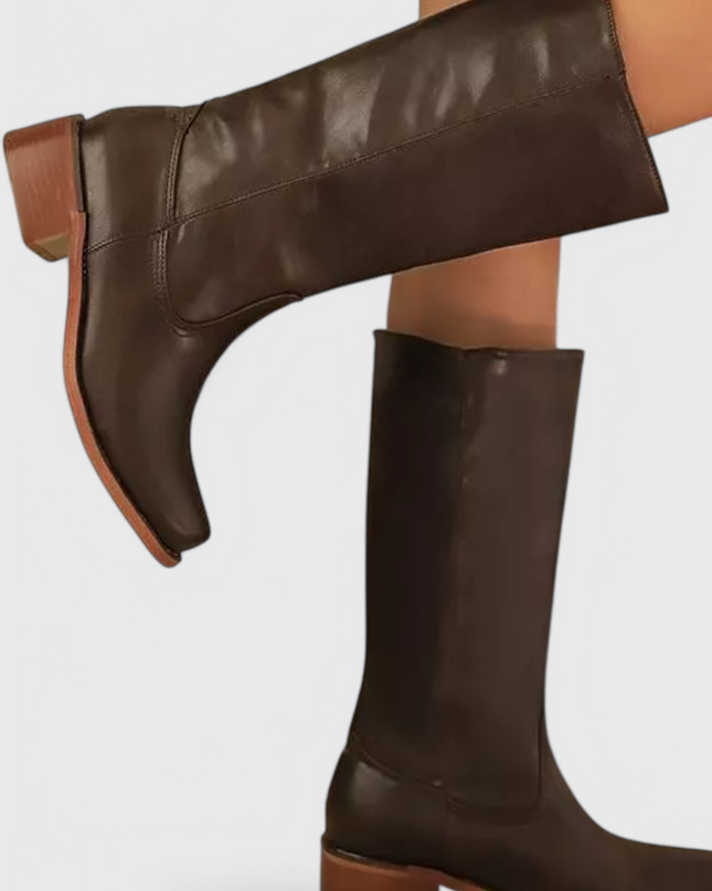 Ella | Women’s Leather Knee-High Boots with Heels