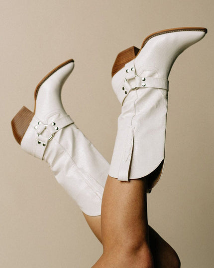 Clara | Women’s Trendy Western Boots with Belt Detail