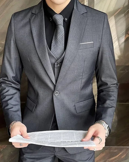 Three-Piece Slim Fit Formal Suit for Men – Business Style