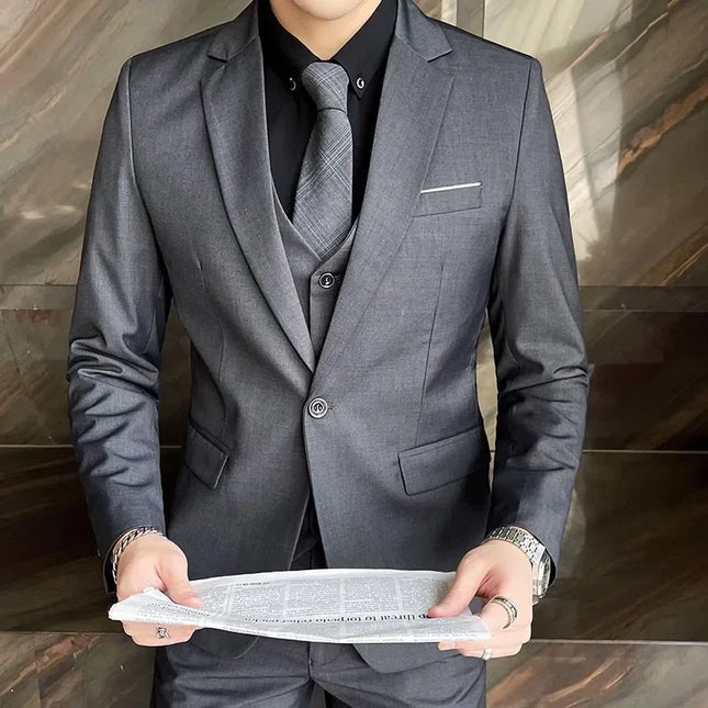 Three-Piece Slim Fit Formal Suit for Men – Business Style