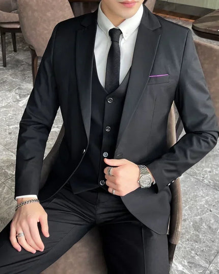 Three-Piece Slim Fit Formal Suit for Men – Business Style