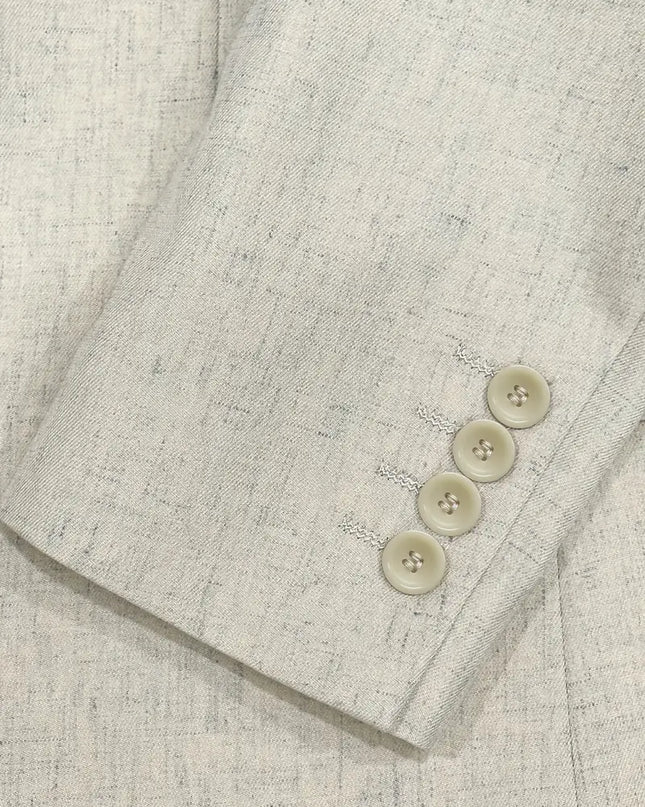 Two-Piece Linen Blend Men’s Suit – Slim Blazer & Trousers for Business & Weddings