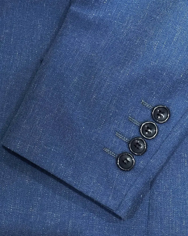 Two-Piece Linen Blend Men’s Suit – Slim Blazer & Trousers for Business & Weddings