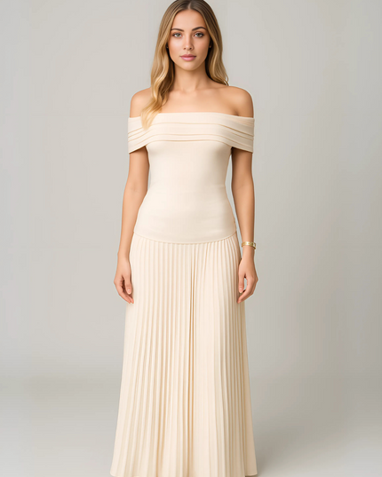 Isabel | Women Wedding Guest Pleated Maxi Dress