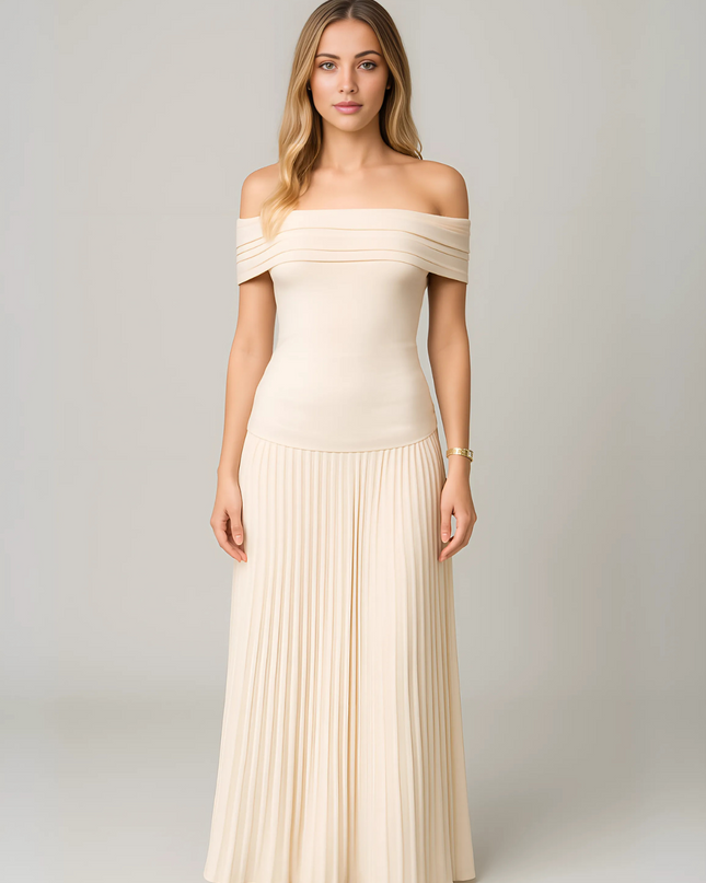 Isabel | Women Wedding Guest Pleated Maxi Dress