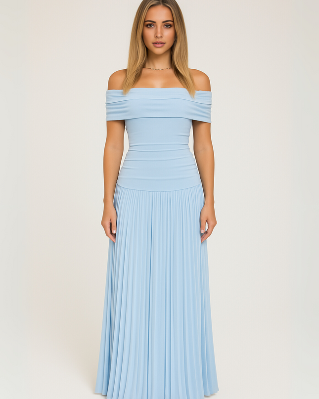 Isabel | Women Wedding Guest Pleated Maxi Dress