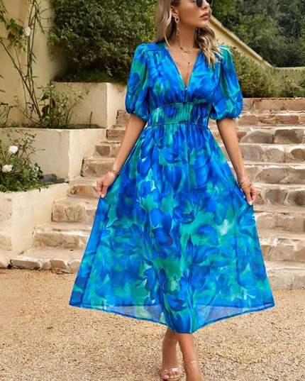 Ruby | Women’s Abstract Print Belted Midi Dress