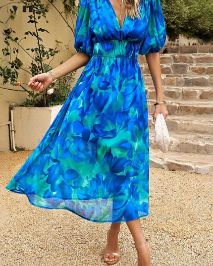 Ruby | Women’s Abstract Print Belted Midi Dress