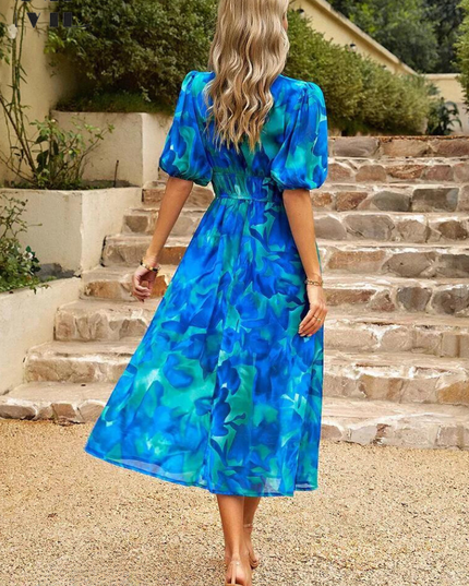 Ruby | Women’s Abstract Print Belted Midi Dress