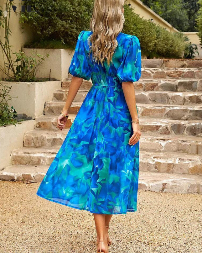 Ruby | Women’s Abstract Print Belted Midi Dress