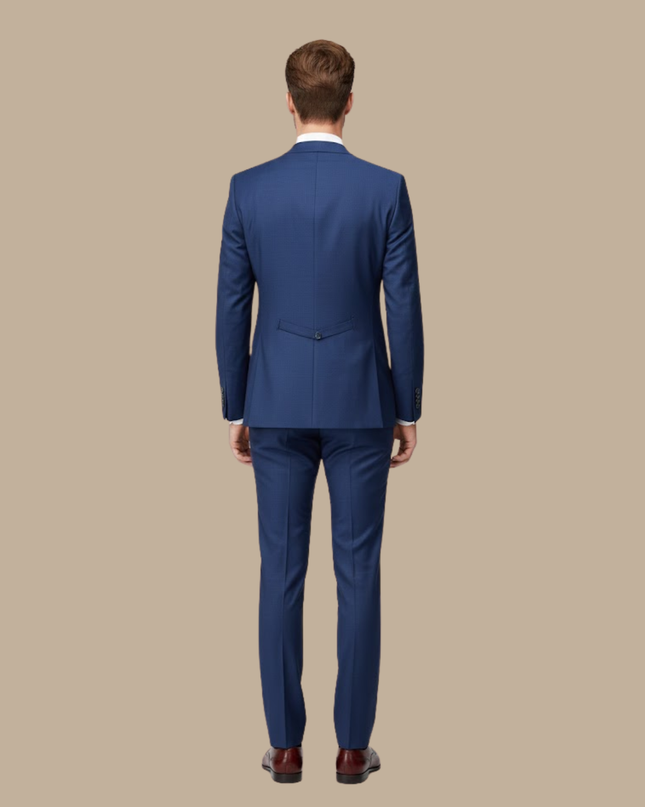 Men’s Slim Fit Three-Piece Suit – Tailored Navy Ensemble for Weddings & Formal Occasions