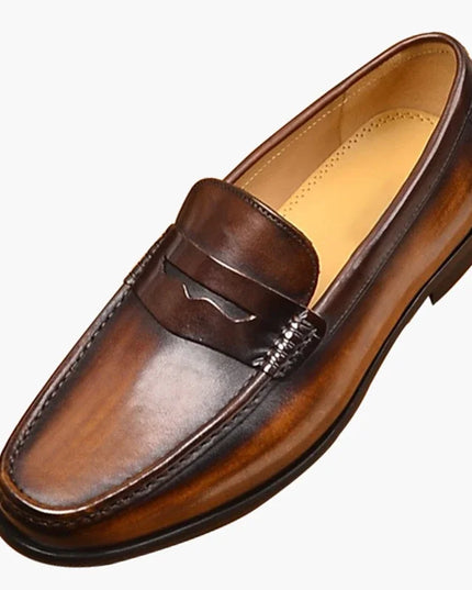 Vintage Faux Leather Loafers – Formal Slip-On Moccasins - Vegan