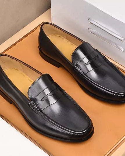 Vintage Faux Leather Loafers – Formal Slip-On Moccasins - Vegan