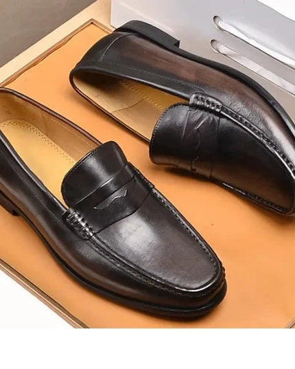 Vintage Faux Leather Loafers – Formal Slip-On Moccasins - Vegan