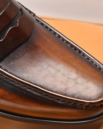 Vintage Faux Leather Loafers – Formal Slip-On Moccasins - Vegan