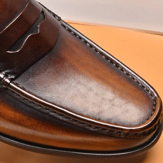 Vintage Faux Leather Loafers – Formal Slip-On Moccasins - Vegan