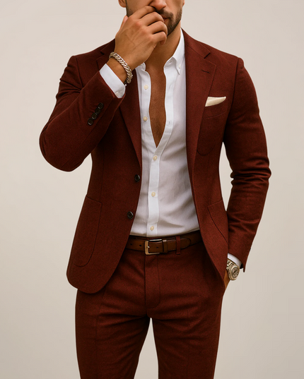 Warm Tones Two-Piece Suit – Lightweight Tailored Fit
