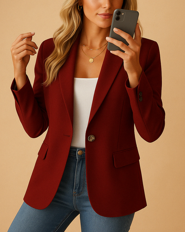 Women’s Fitted Blazer – Tailored Stretch Design for Smart and Casual Looks