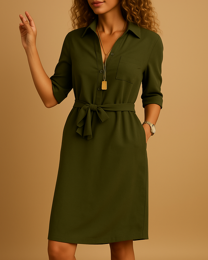 Chloe  | Women’s Spring Belted Shirt Dress