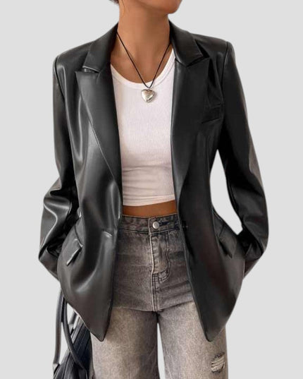 Women’s Oversized Black Blazer Jacket – Relaxed Fit