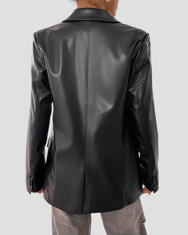 Women’s Oversized Black Blazer Jacket – Relaxed Fit