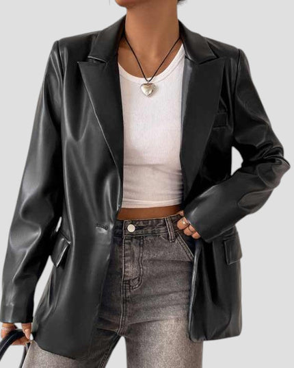 Women’s Oversized Black Blazer Jacket – Relaxed Fit