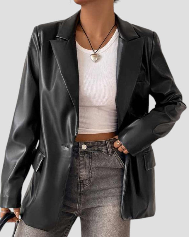 Women’s Oversized Black Blazer Jacket – Relaxed Fit