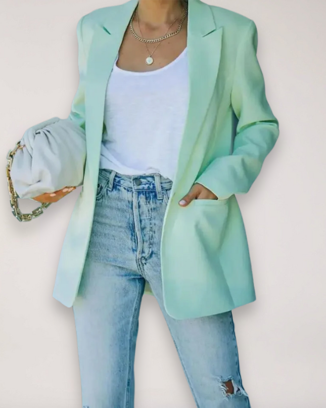 Women’s Oversized Blazer – Single-Breasted Notched Lapel Jacket for Elegant Layering
