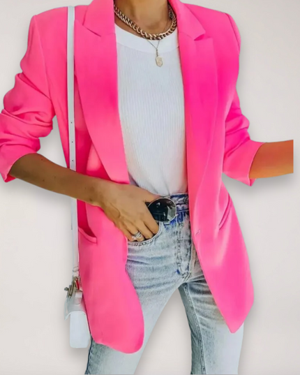 Women’s Oversized Blazer – Single-Breasted Notched Lapel Jacket for Elegant Layering