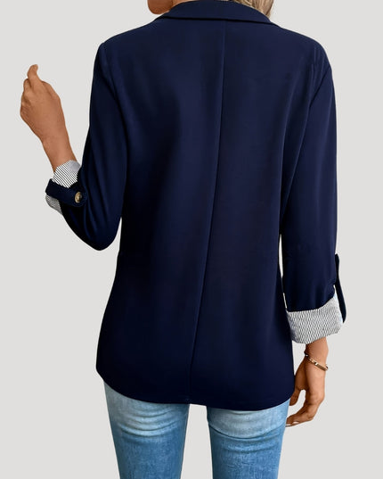 Women’s Tailored Blazer – Classic Single-Breasted with Roll-Up Sleeves