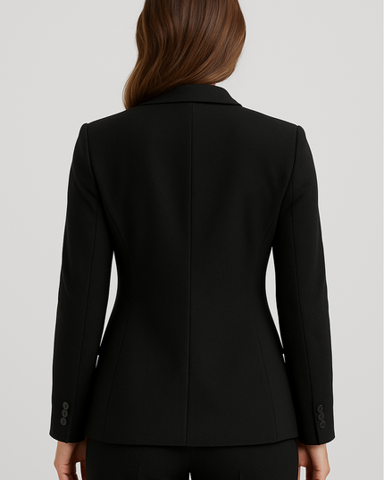 Women’s Tailored Blazer – Single-Breasted – Slim Fit – Black