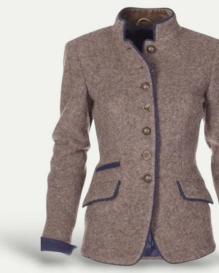 Women’s Tailored Short Blazer with Stand Collar – Smart Casual Layer