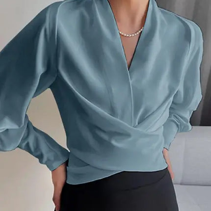 Elise | Women's Elegant Wrap Blouse with V-Neck and Long Sleeves