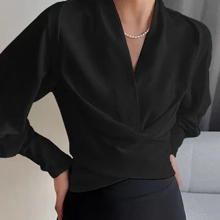 Elise | Women's Elegant Wrap Blouse with V-Neck and Long Sleeves