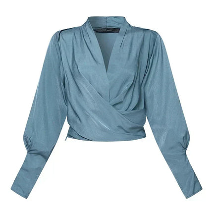 Elise | Women's Elegant Wrap Blouse with V-Neck and Long Sleeves