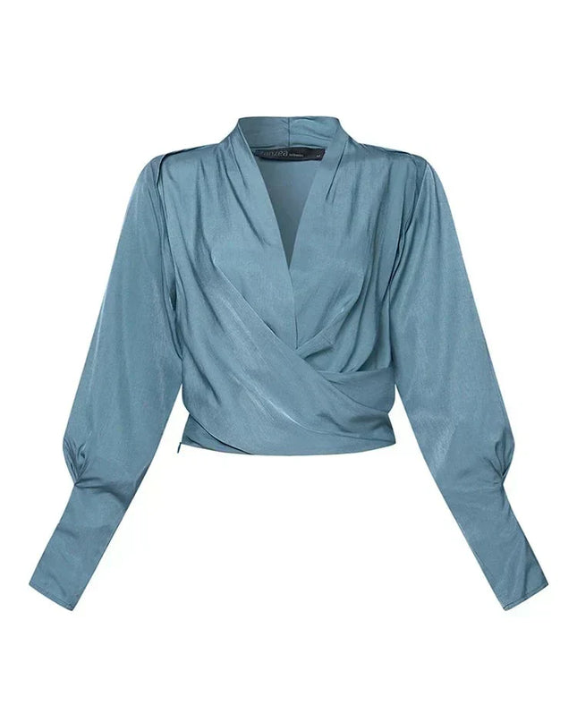 Elise | Women's Elegant Wrap Blouse with V-Neck and Long Sleeves
