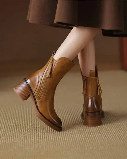 Rachel | Women's Zip-Up Block Heel Boots