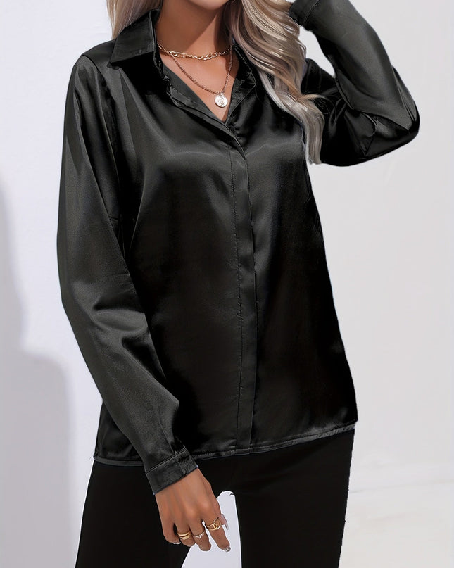 Sarah | Women’s Button Down Long Sleeve Satin Blouses